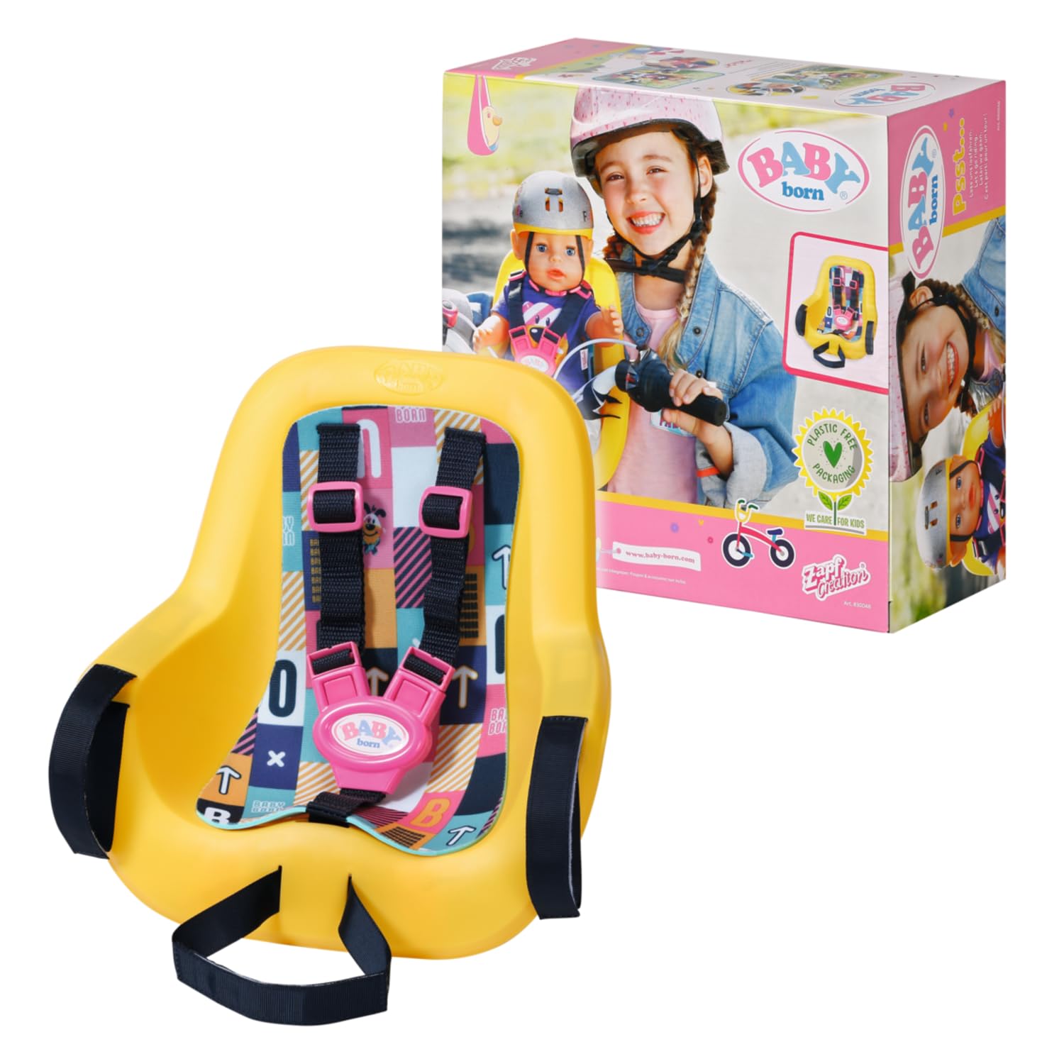 BABY born Bike Seat for 43 cm Doll - Attaches to Handlebars - Easy for Small Hands, Creative Play Promotes Empathy and Social Skills, For Toddlers 3 Years and Up