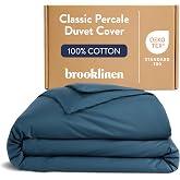 Brooklinen Percale Duvet Cover Crisp &amp; Cooling - Full/Queen, Abyss | Cool, crisp 100% cotton percale duvet cover, breathable &amp; lightweight; corner ties &amp; button closure secure your insert.