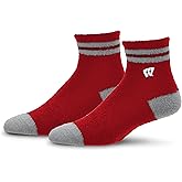 For Bare Feet NCAA WISCONSIN BADGERS Cozy Two Stripe Quarter Sock Team Color OSFM