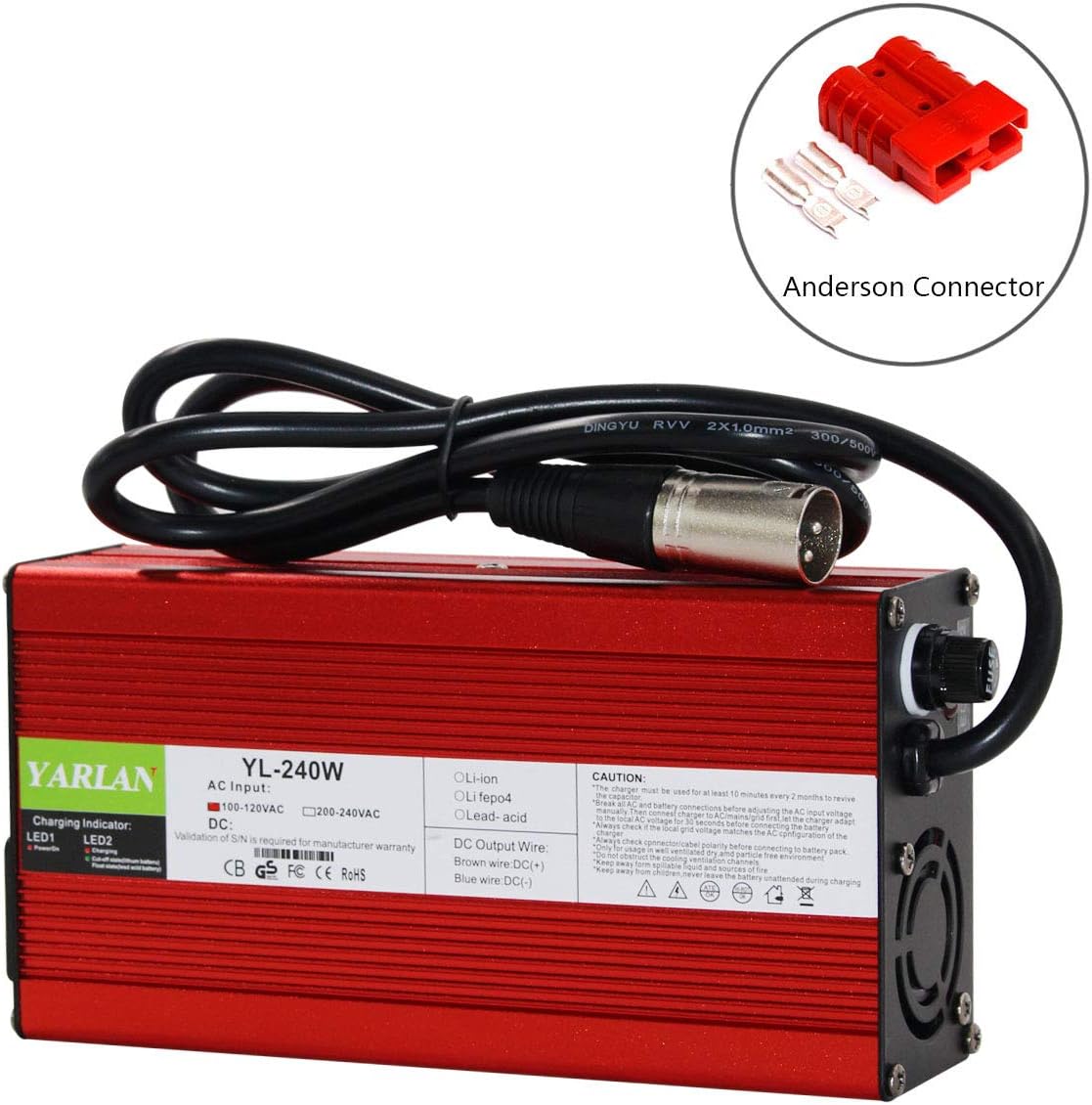 54.6V 4A Charger Electric Bike Charger 48V Li-ion Battery Charger 48V Charger 48V Scooter/E-Bike/Boat/Motorcycle Battery Charger 48V Ezgo Battery Charger (Anderson)