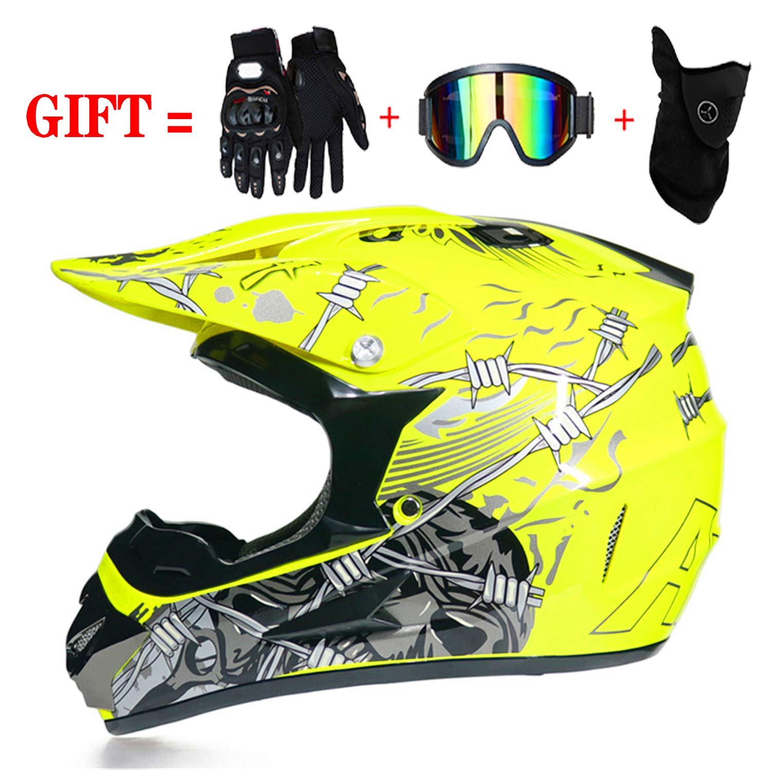 jeunes enfants enfants avec masque gants QSWSW Casque de motocross BMX
