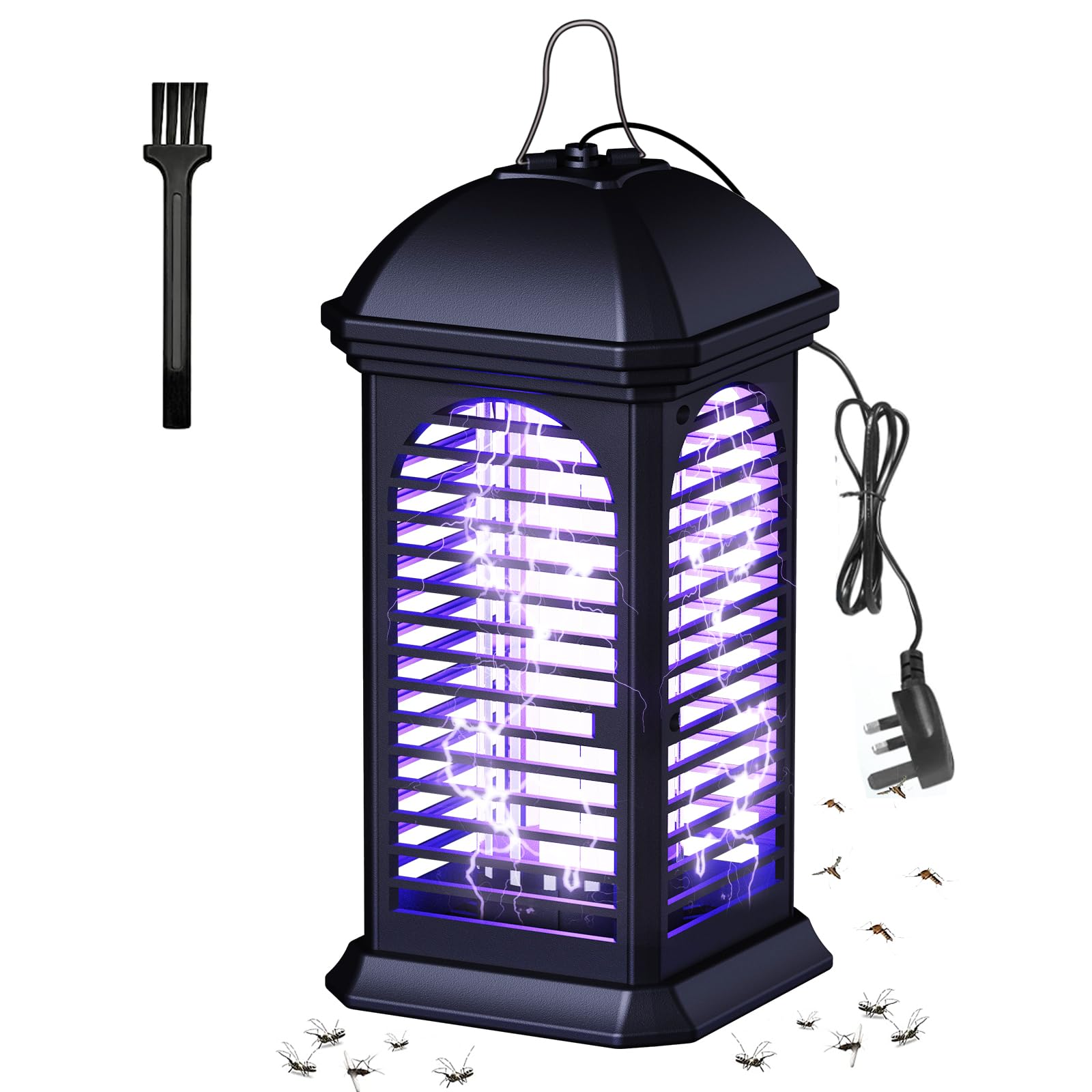 Mosquito Killer Lamp, Electric Fly Killer, 11W UV Light Fly Zapper, 360° Bug Zapper Indoor and Outdoor with Cleaning Brush, Plug in Mosquito Pest Repellent for Mosquitoes, Flies, Black