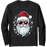 Santa with Sunglasses Cool Christmas Long Sleeve T-Shirt
