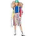 Barbie BMR1959 Fashion Doll with Curly Blonde Hair, in Color Block Sweatshirt with Logo Tape, Fully Poseable, with Accessories and Doll Stand