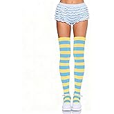 Leegmvse Striped Thigh High Socks Women Girls Novelty Long Cotton Striped Over Knee High Socks Halloween Cosplay Daily Wear