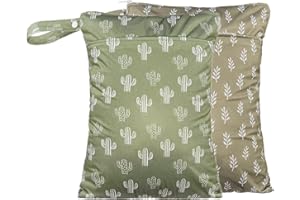 Opgroeie Wet Dry Bags with Two Zippered Pockets and Handle, Reusable Storage Bag for Breast Pump Parts & Baby Items, Waterproof Diaper Bags, Yoga Gym Bag for Swimsuits or Wet Clothes-2pcs, 11.8*15.75"