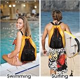 WANDF Swim Bag Mesh Drawstring Backpack Orange Beach Gym Gear view 7