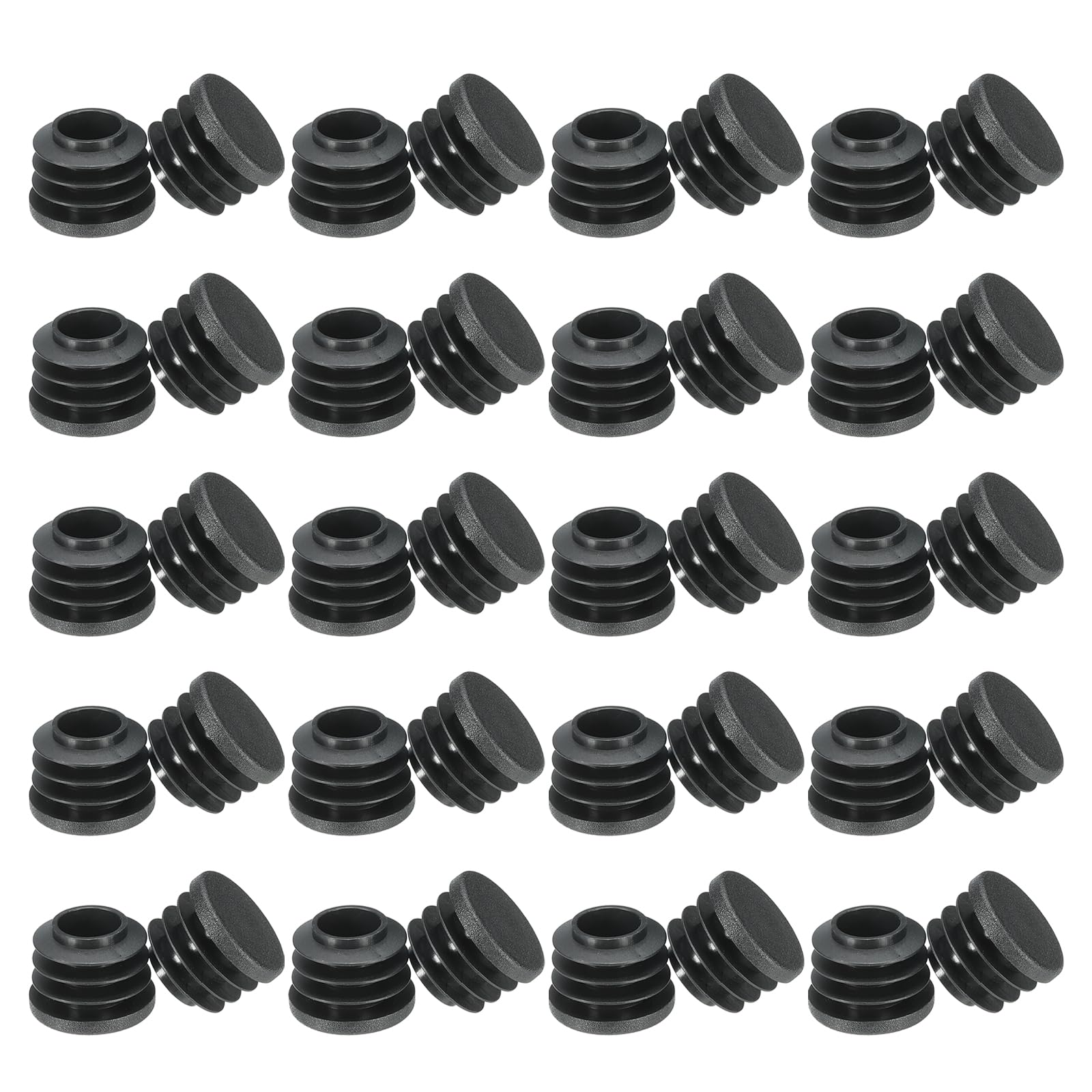 PATIKIL Round Plastic Hole Plugs 7/8inch, 40 Pack Pipe Tubing End Cap for Round Metal Tubing Furniture Chair Leg Fence Post Pipe, Black