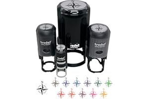 SNIGGLE SLOTH Compass Rose Nautical Star Navigation Map Self-Inking Rubber Stamp Ink Stamper for Stamping Crafting Planners - 3/4 Inch Small - Yellow Ink