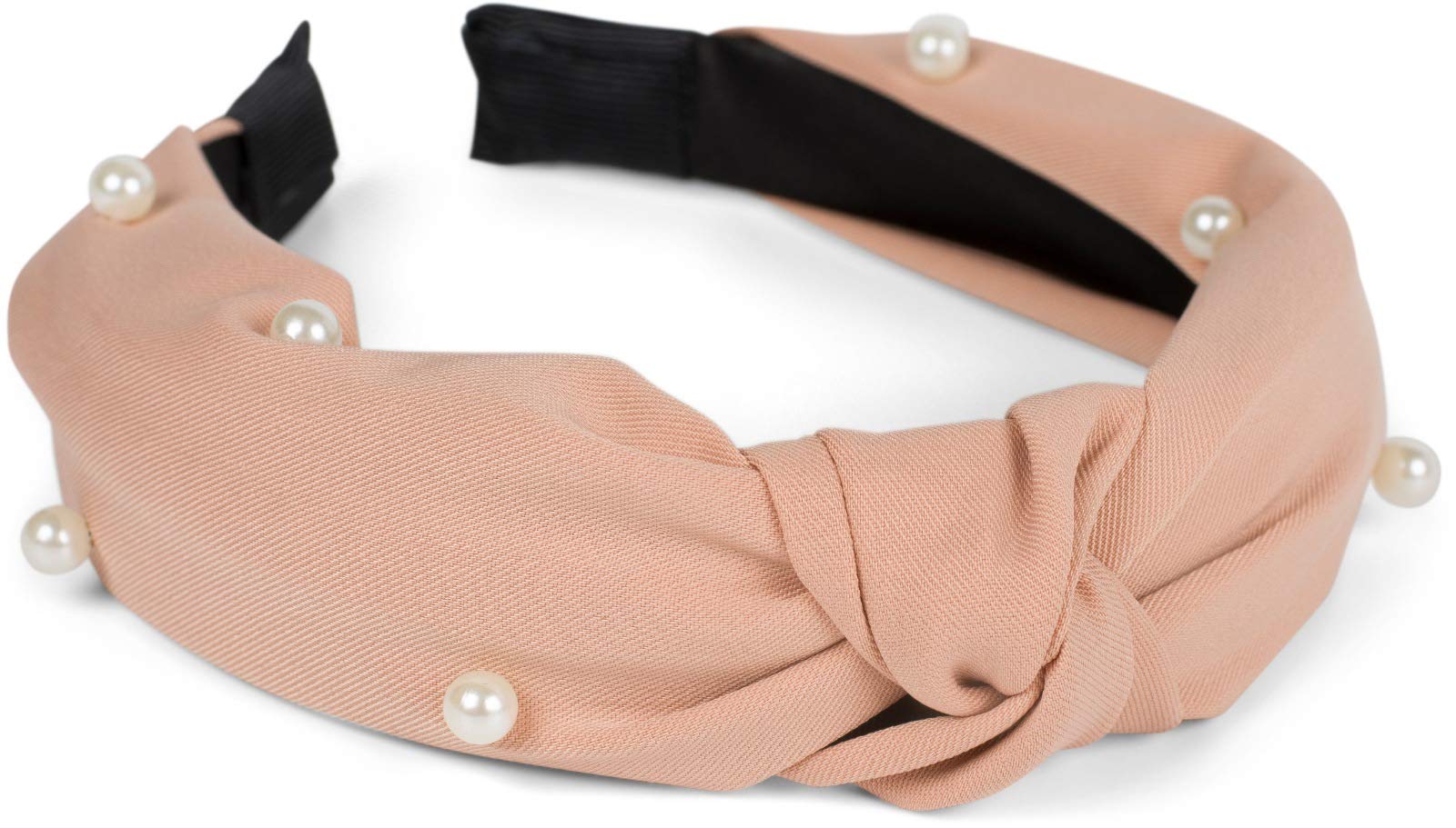 styleBREAKER Women Fabric Hairband with Beads Application, Knot Detail, Headband, Hair Accessories, Retro Look 04026057, Colour:Old Rose