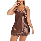 Avidlove Women Lingerie Plus Size Satin Lace Chemise Nightgown Sexy Full Slips Sleepwear L-4XL