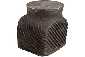 Creative Co-Op Handmade Paper Mache Stool, Distressed Black Finish Furniture Tables, 13" L x 13" W x 16" H