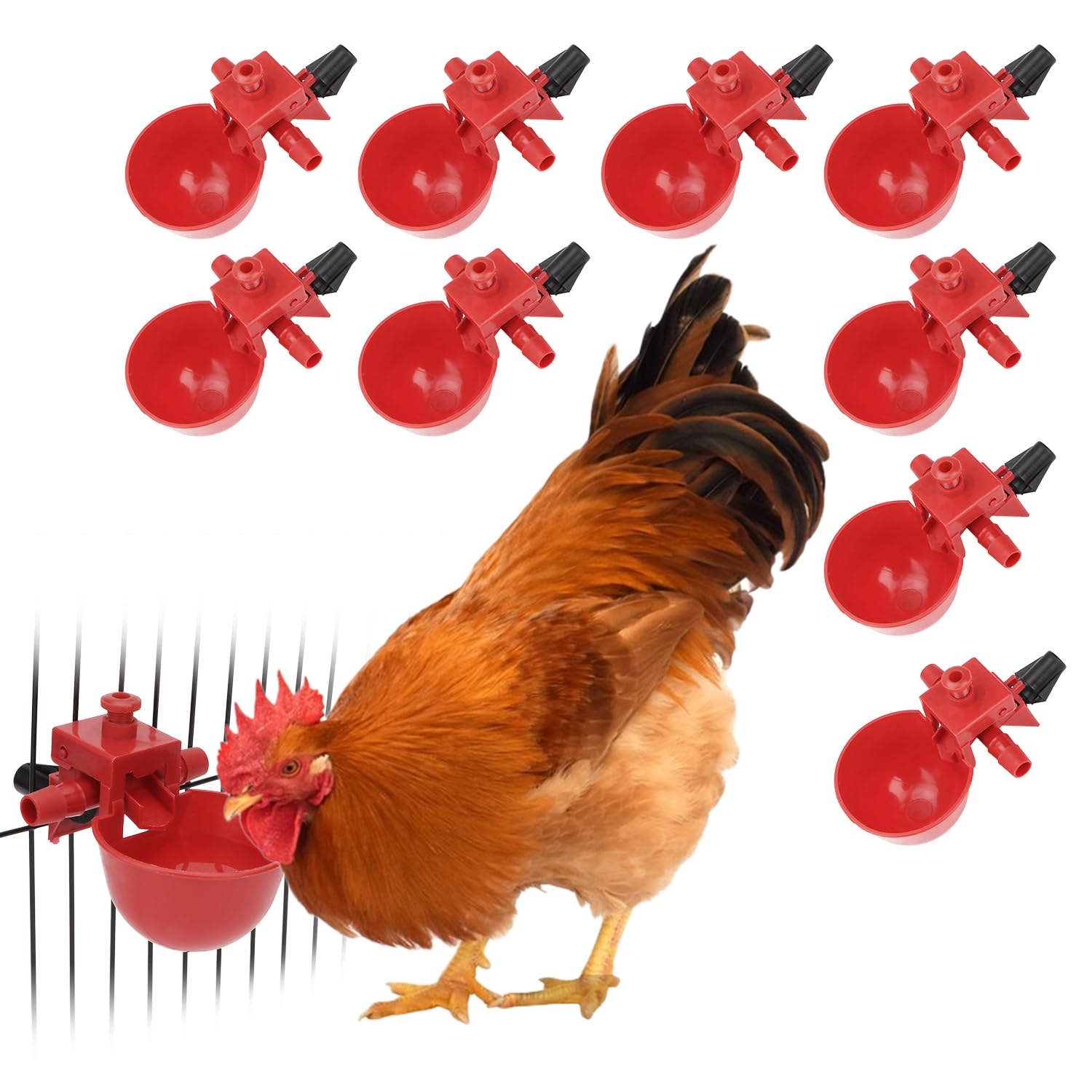 Automatic Water Drinking Cups Bird Coop Feed Poultry Chicken Fowl Drinker Water Drinking Cups Fowl Drinker 10Pcs