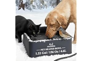 Clawsable Large Heated Dog Bowl for Outdoor Dogs Cats, Heated Water Pet Dish with 78.4" Chewproof Cord, Water Thermal-Bowl for Rabbit, Chicken, Squirrel (Light Gray, 155Oz)