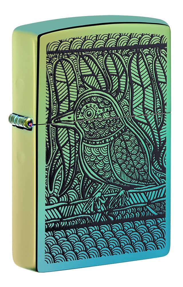 Zippo Lighter, Brass, High Polish Teal, One Size