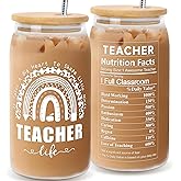 Zutcogo Teacher Appreciation Gifts - Anniversary Birthday End of Year Presents for Teacher from Student - Thank you Retirement Back to School Gifts Idea for Women Men Coworker -16 Oz Can Glass