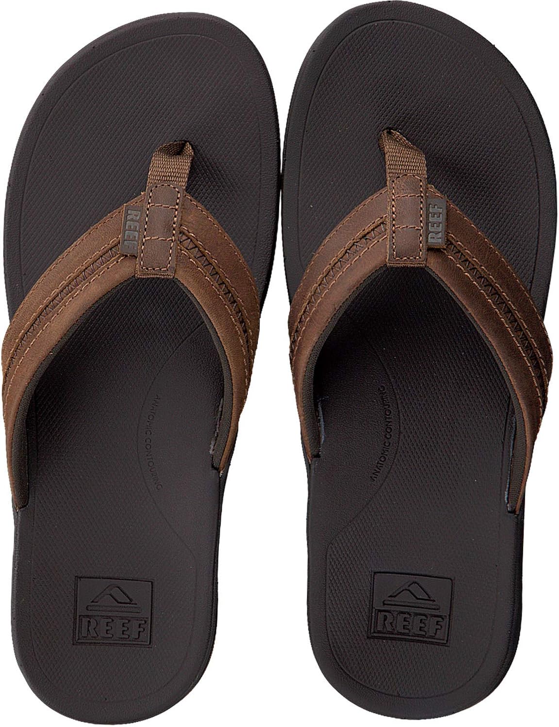 REEF Men's Leather Ortho-Bounce Coast Sandals, Brown: Shoes