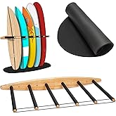 Hang 11 Vertical Surfboard Rack - Surf Racks for Wall, Sustainable Hardwood Surf Board Holder with Rubber Mat, Surfboard Wall Mount, Paddle Board & SUP Garage Storage (6 arms / 5-6 boards)