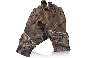 Favuit Camouflage Hunting Gloves, Lightweight Anti-Slip Full Finger Fingerless Touchscreen Camo Gloves Outdoor Tactical Hunting Gear Archery Accessories for Turkey Fishing Airsoft
