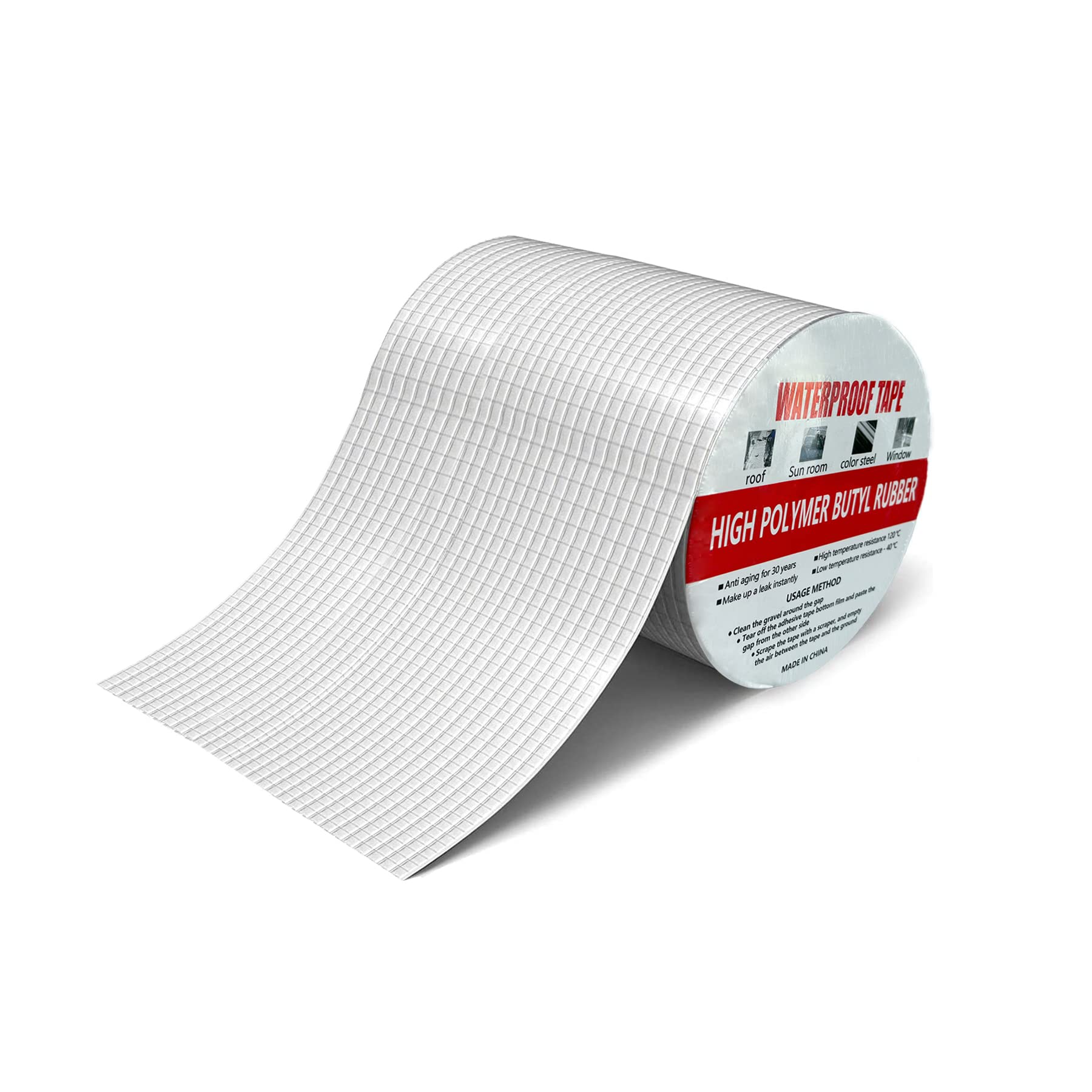 GEFONG Waterproof Butyl Rubber Aluminum Foil Tape Length 5m Width 15cm Repair Tape for Pipe Roof Gutter Indoor Outdoor for Plastic and Metal Repairs 1 Roll