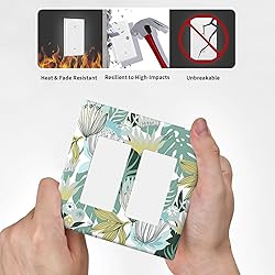 Retro Tropical Leaves Light Switch Plate Cover 2