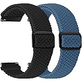 2 Pack Quick Release Braided Bands - 18mm 19mm 20mm 22mm 24mm Solo Loop Adjustable Soft Band for Women Men
