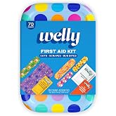 Welly First Aid Kit - Bravery Badges in Flexible Fabric and Waterproof, Singe Use Ointments Triple Antibiotic, Cleansing Wipes and Hydrocortisone - 70 Count