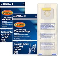 6 Panasonic U, U-3 & U-6 Upright Vacuum Cleaner Bags, MC-V145M, MC-115P, MC-V5000 Thru MC-V5099, MC-V7300 Thru MC-V7399, MC-V