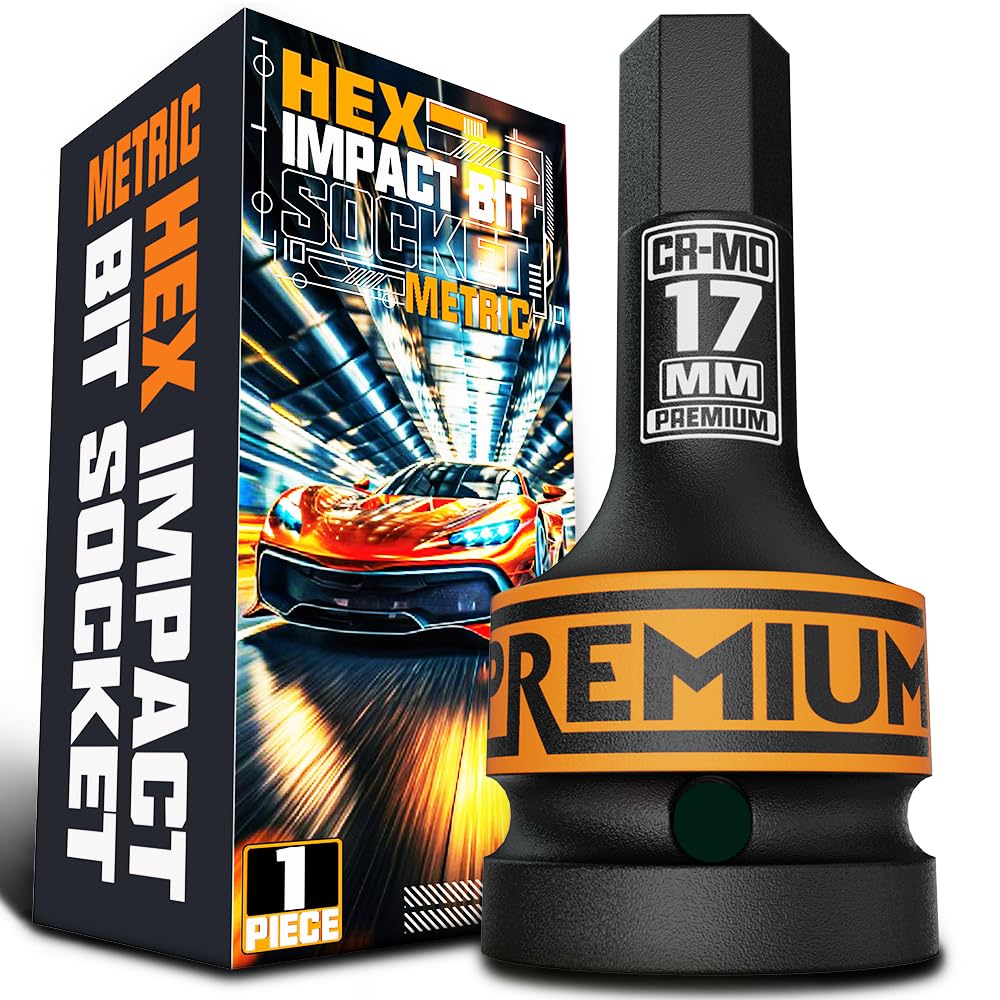 KIRXST 3/4" Impact Hex Bit Socket, H17 (17mm) Allen Key Socket, Premium CR-MO Steel, Metric 100mm Length