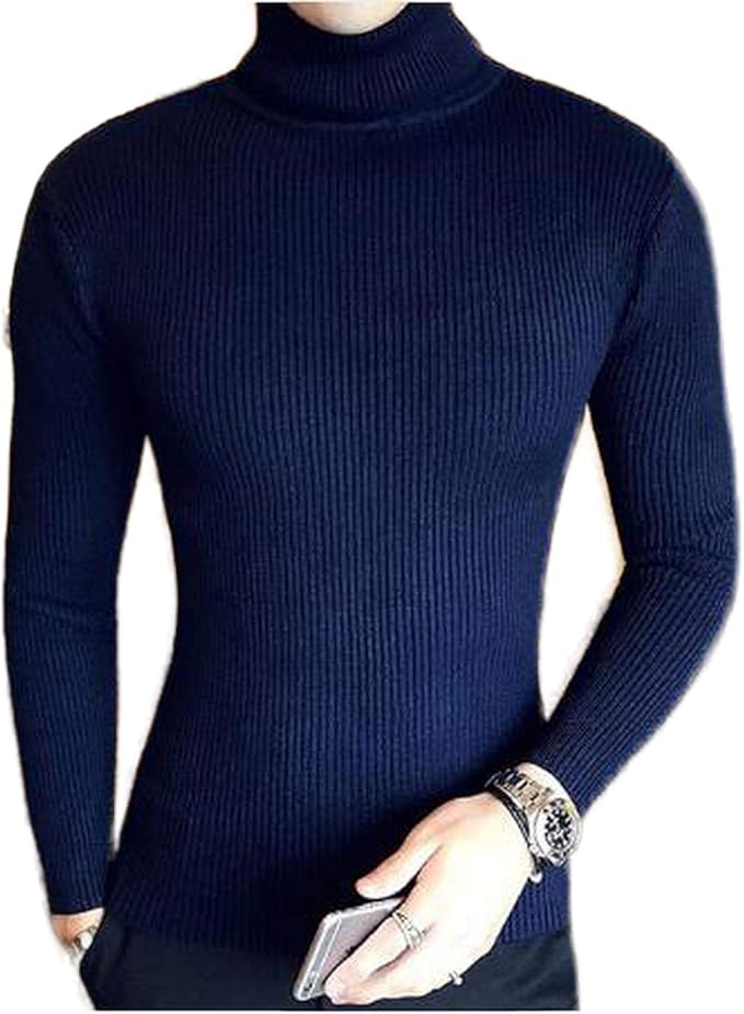 Cardigans Suéter de cuello alto de lana para hombre suéteres de rayas