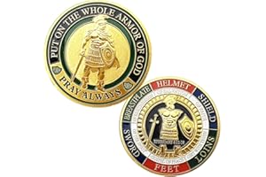 WOERDA Armor of God Challenge Coin,Commemorative Coin - Antique Gold