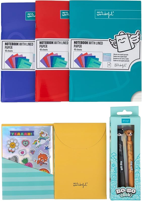Pack Back to School Deep Colours – 2 Penne Cancellabili Bo-Bo, Adesivi e 3 Quaderni A5