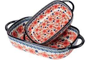 ONECCI Baking Dish Ceramic Baking Pan Blue Casserole Dish Rectangular Baking Set 2pcs Bakeware Sets Lasagna Pan Baking Dishes