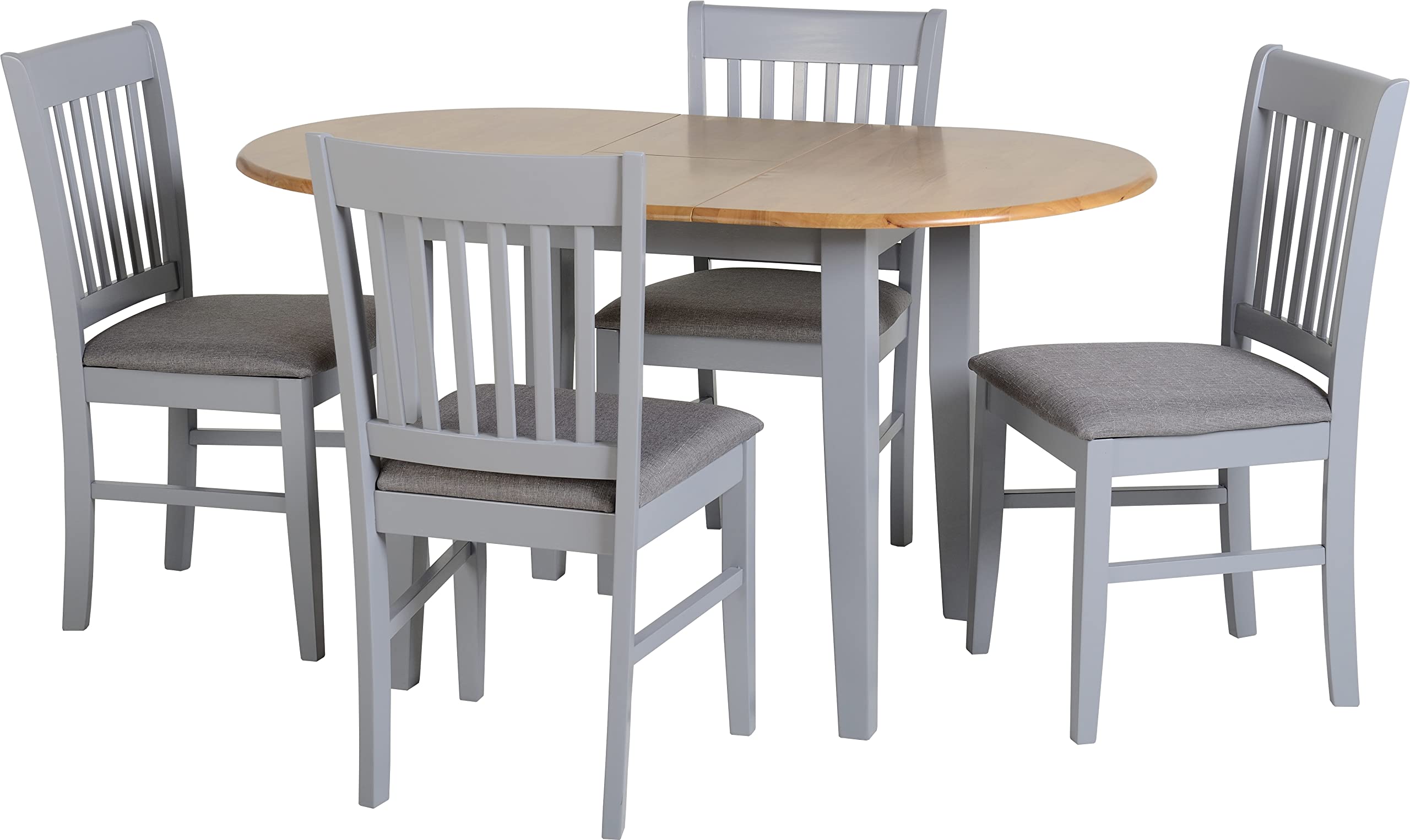 Seconique Oxford Extending Dining Set with 4 Dining Chairs in Grey/Natural Oak/Grey Fabric