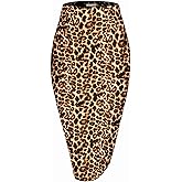 MINEFREE Women's Premium High Waist Nylon Ponte Stretch Office Pencil Skirt