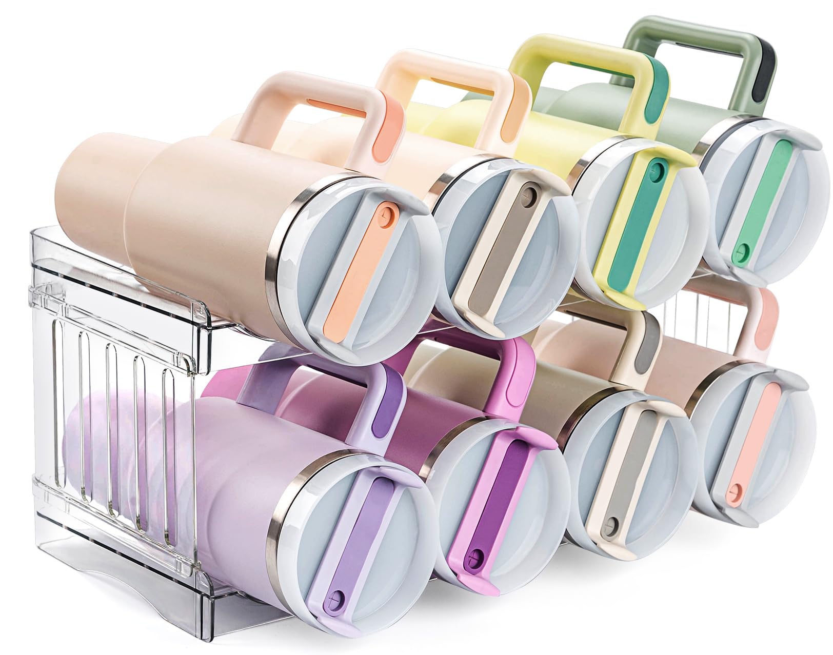 Stanley Large Tumbler Organizer - Stackable Water Bottle Storage for 8 Cups, Fits 20/30/40 oz, Kitchen and Fridge Organizer Image