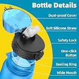 OLDLEY 1L Sports Water Bottle with Straw Time Markings Leakproof BPA Free view 2
