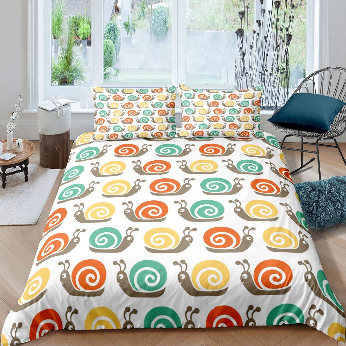 Cartoon Snails Comforter Cover for Kids Boys Girls Cute Insect Printed Bedding Set Colorful Snails Duvet Cover Soft Luxury Bedspread Cover,Room Decor 3Pcs Bedding Double Size — image 1