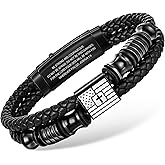 VNOX Cross Bracelet for Men - Double-Row Braided Leather Faith Bible Verse American Flag Bracelets for Men Jewelry Gift Religious Baptism Easter Gifts for Young Men Teenage,Adjustable Wristband