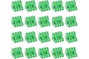 ATMLCOER 20PCS 4 Pin 5.08mm Pitch PCB Angle Screw Terminal Block Plug Connector Socket Panel, for for 28-12AWG Cable