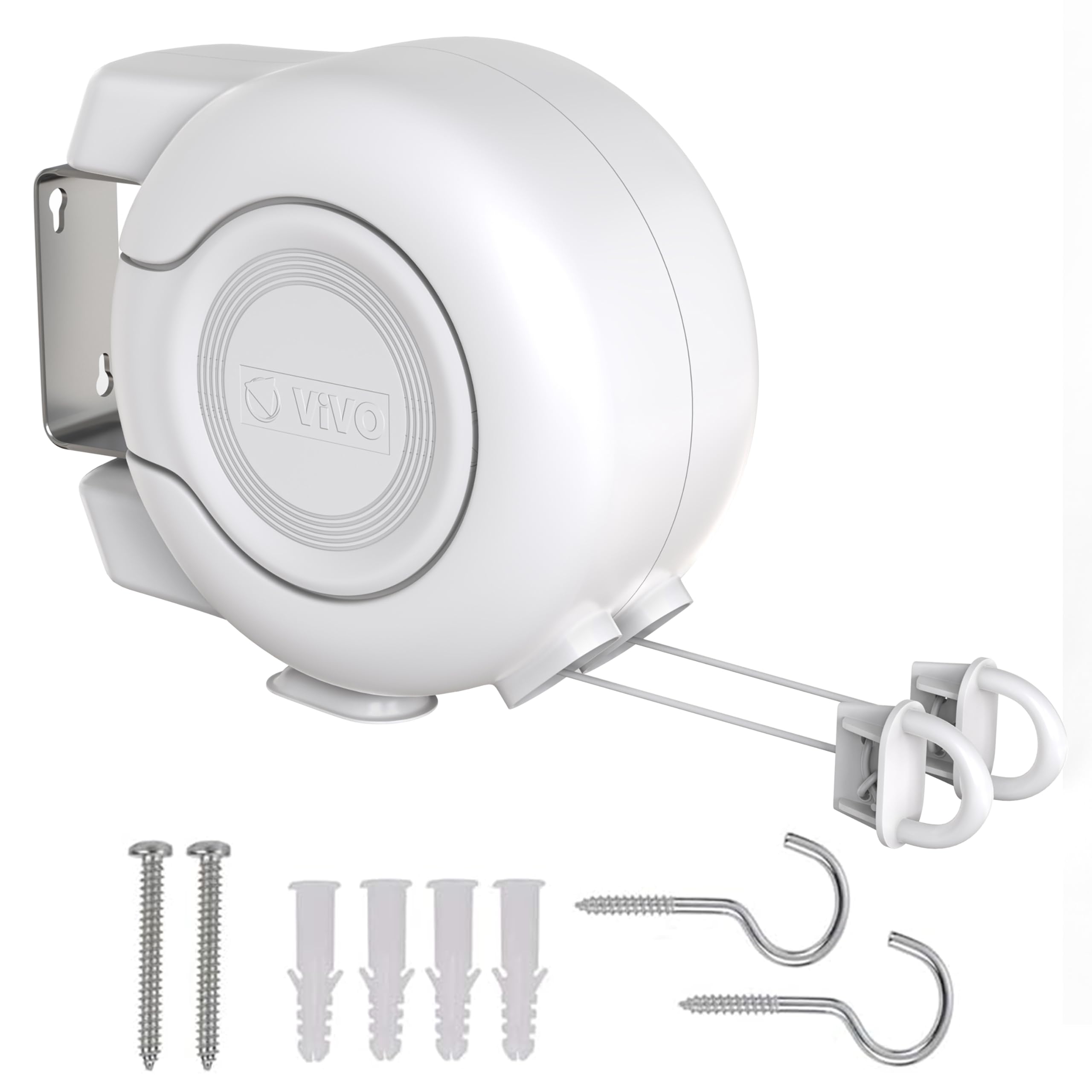 Retractable Washing Line 30m Outdoor, Heavy Duty Wall Mounted Double Washing Lines Extendable Clothes Line Laundry Drying Line for Drying Space, White