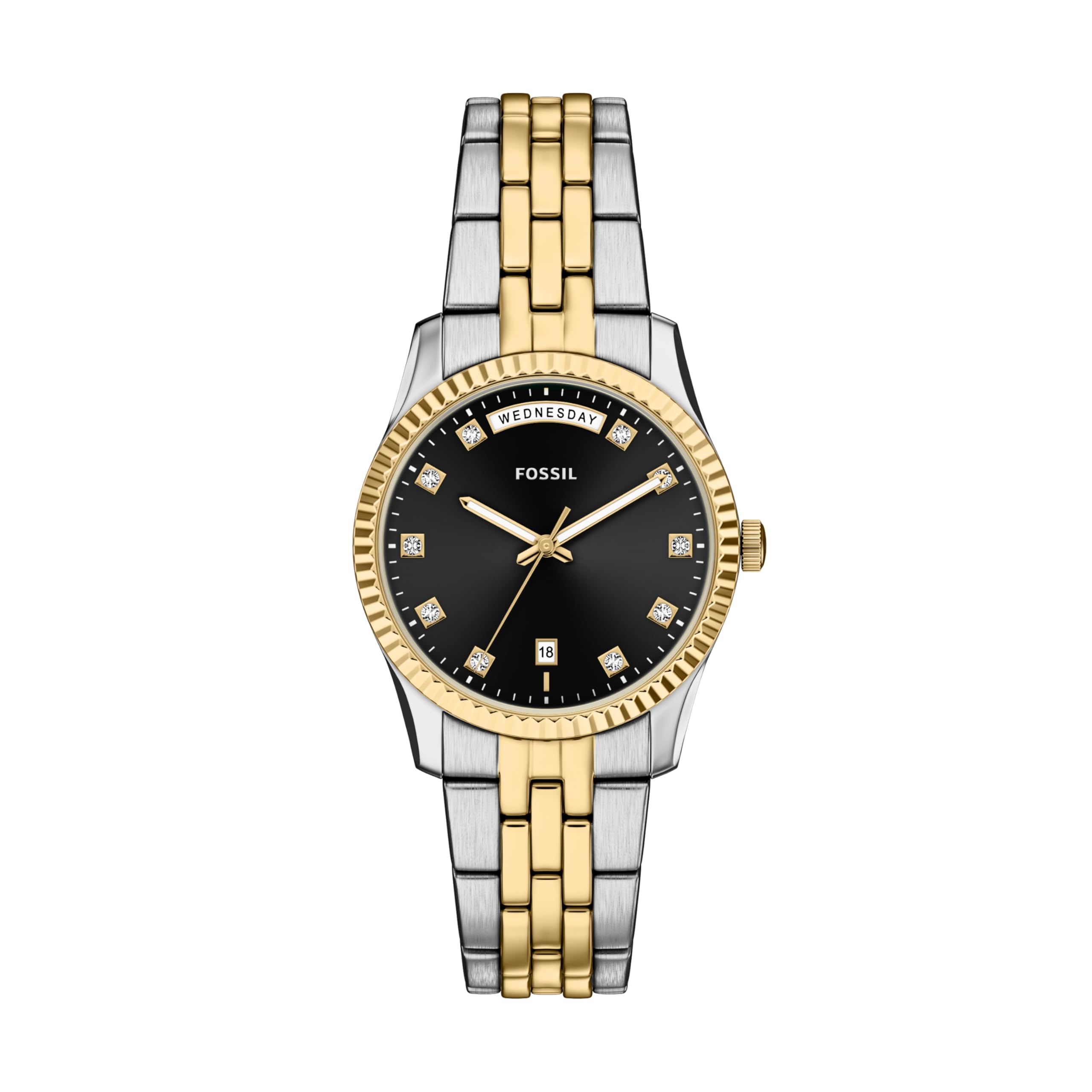 Fossil Women's Scarlette Three-Hand Day-Date Two-Tone Stainless Steel Watch (Model: ES5458) Image