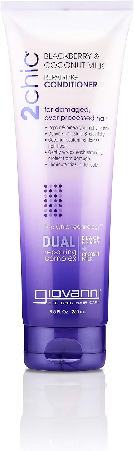 Giovanni - 2Chic Repairing Conditioner 250ml - Moisturizes and Conditions - Blackberry + Coconut Milk, Purple, 250 ml (Pack of 1)