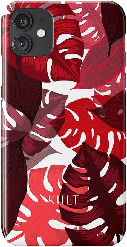 Amazon Com Kult Phone Case Compatible With Iphone 11 Red Tropical Leaves Aesthetic Fashion Designer Luxury Cute Pattern Super Slim Thin Protective Phone Accessories