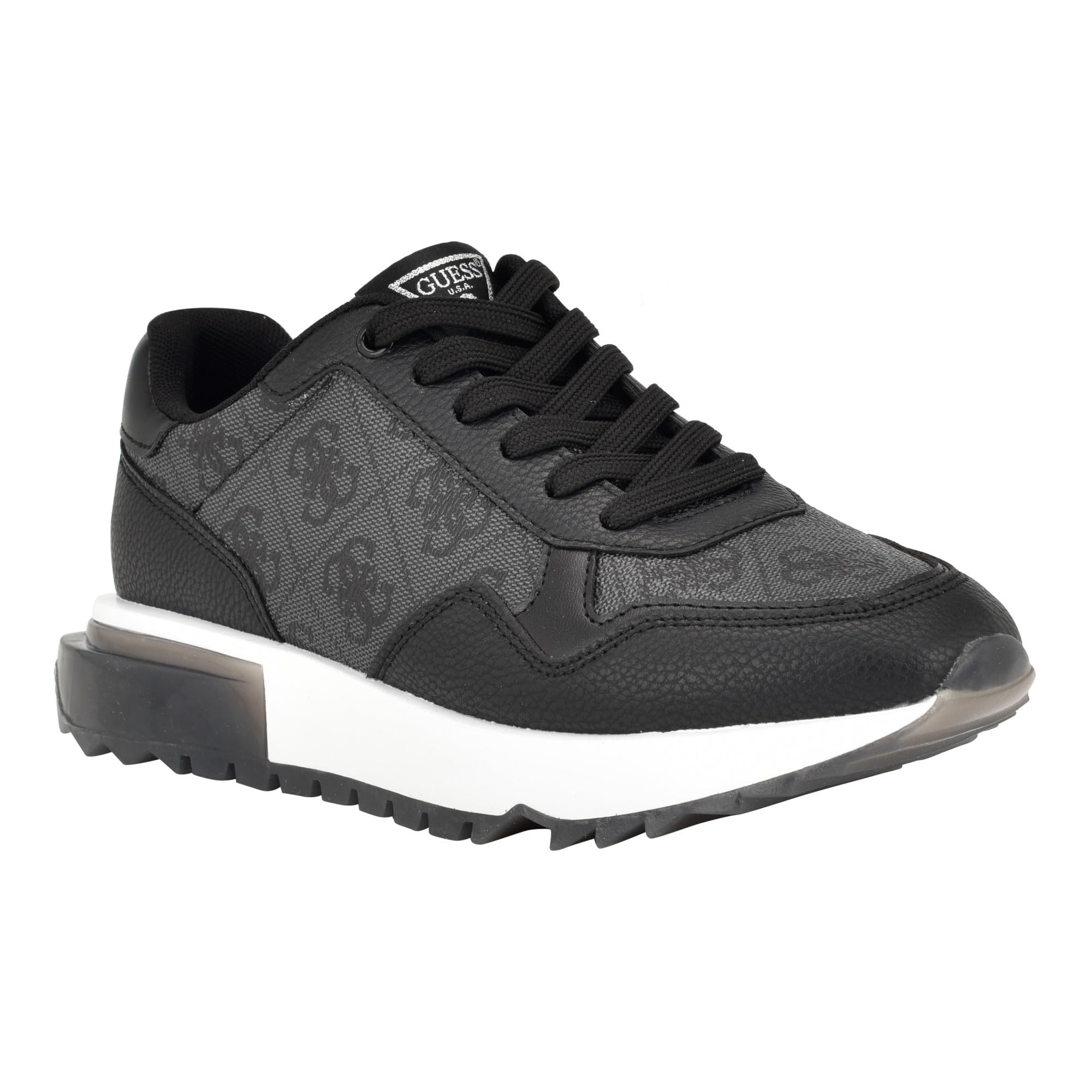 Guess Women’s Melany Sneaker, Black Logo, 8.5