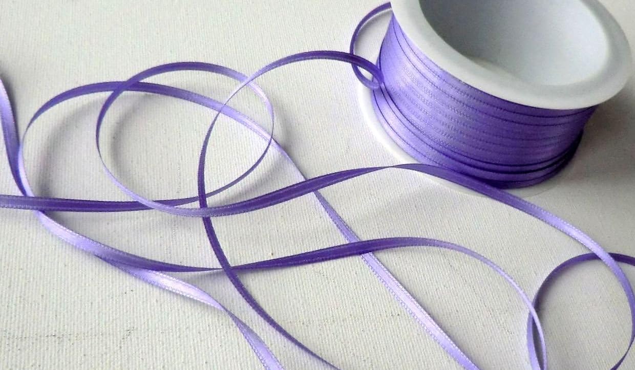 Ribbon 50m x 3mm Lilac Satin Band Gift Wrapping Decor