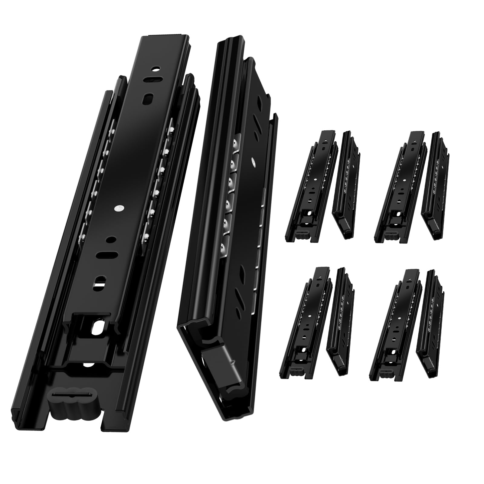 AOLISHENG 5 Pairs Drawer Runners Drawer Slides 550mm 45kg Load Capacity Heavy Duty Draw Sliders Full Extension Ball Bearing Kitchen Cabinet Black Draw Runners Replacement Rails Side Mount
