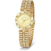 SEENERO Women Gold Watch Dainty Analog Dress Timepiece with Round Roman Diamond Dial Trendy Bangle Bracelet Style Waterproof Watches Luxury Gifts for Women