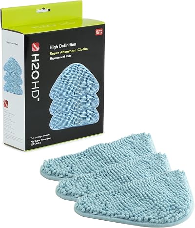 H2O HD Super Absorbent Cloths Pack of 3 for Steam Mop Floor Carpet Upholstery