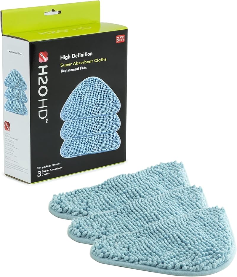 H2O HD Super Absorbent Cloths Pack of 3 for Steam Mop Floor Carpet Upholstery